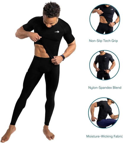Men'S Compression Shirt - Athletic Base Layer for Workouts Running Dry Fit Athletic Training