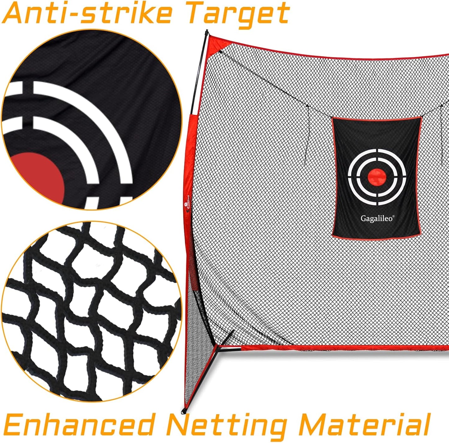 Gagalielo Golf Hitting Net with Target：Professional Heavy Duty Practice Net for Driver Swing Training Backyard Garage