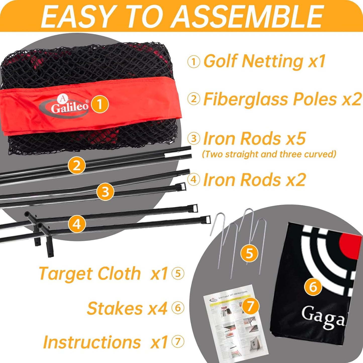 Gagalielo Golf Hitting Net with Target：Professional Heavy Duty Practice Net for Driver Swing Training Backyard Garage