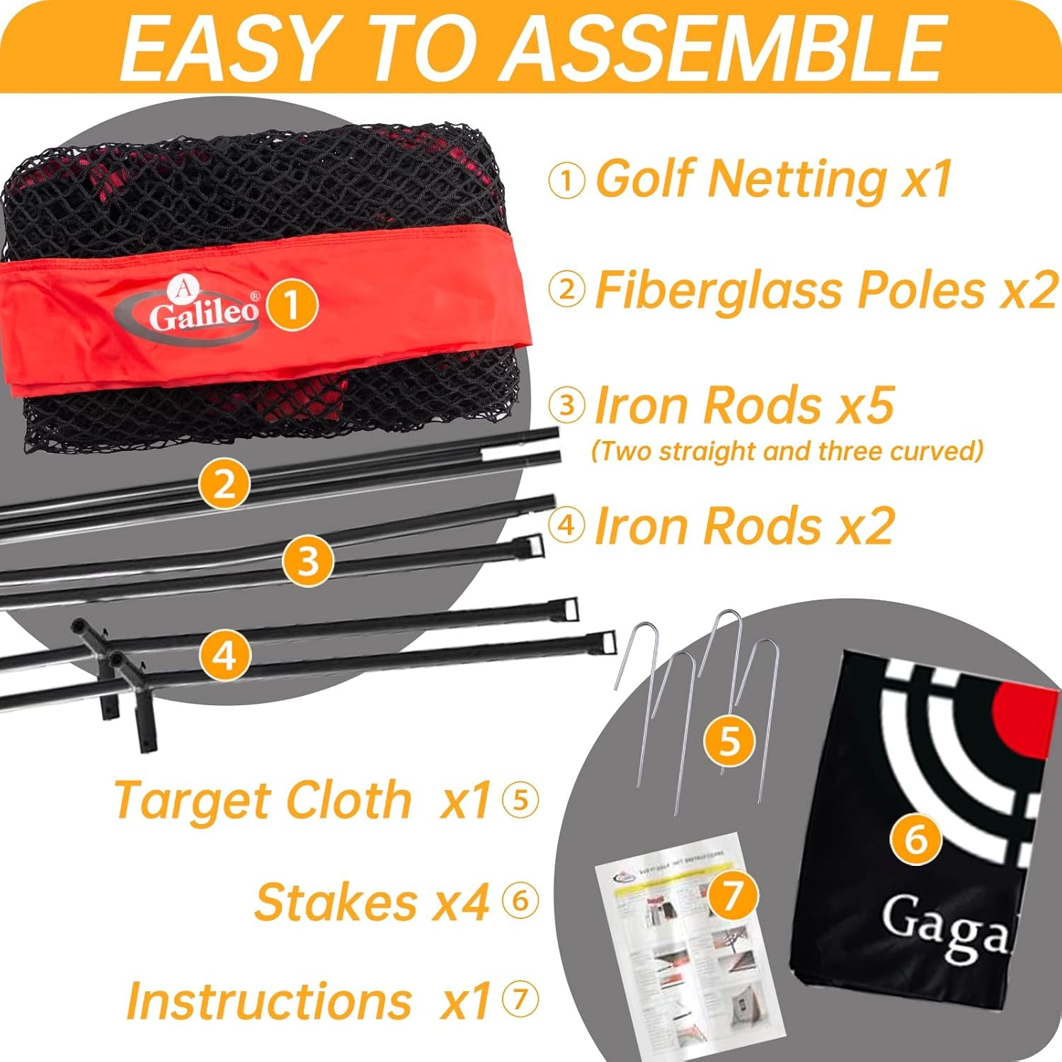 Gagalielo Golf Hitting Net with Target：Professional Heavy Duty Practice Net for Driver Swing Training Backyard Garage